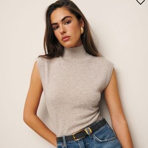 Reformation Arco Cashmere Sleeveless Sweater - Oat